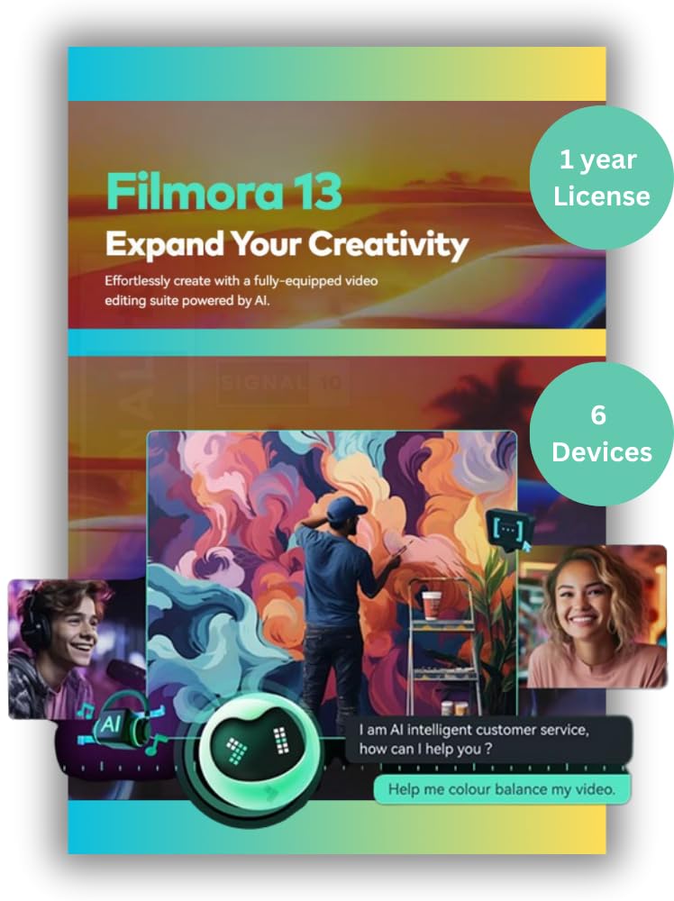 Wondershare Filmora video editor Annual Plan for 6 devices (dvd_media)