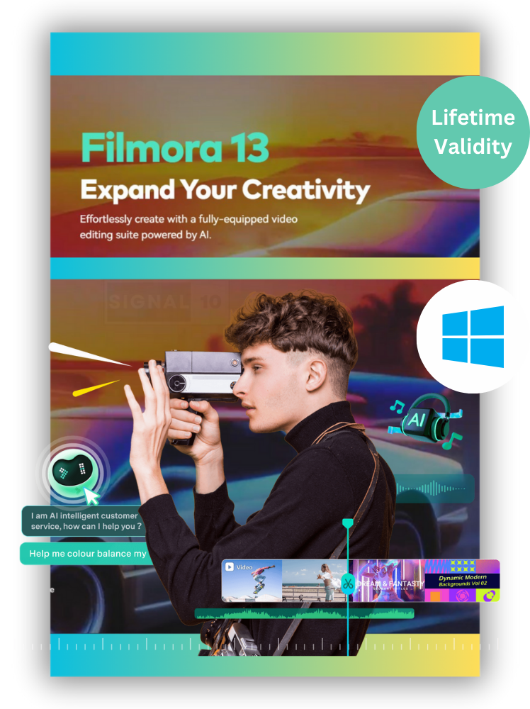 (Latest) Wondershare Filmora 13 - Easy to Use | LIFETIME Validity | 1 Windows Device | (Instant Delivery) (Type - dvd pack)