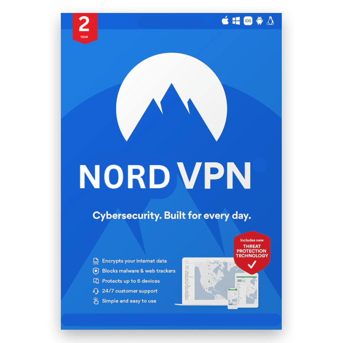 基本：2 年订阅 – 适用于 10 台设备的安全 VPN 和网络安全软件